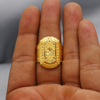 Hand Carved Solid 22k Yellow Gold Ring Jewelry, K5994