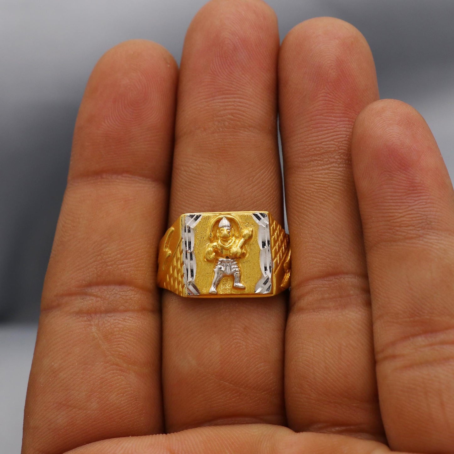 Hanuman balaji ring, Handmade 22k Gold Ring Indian Jewelry, K5996