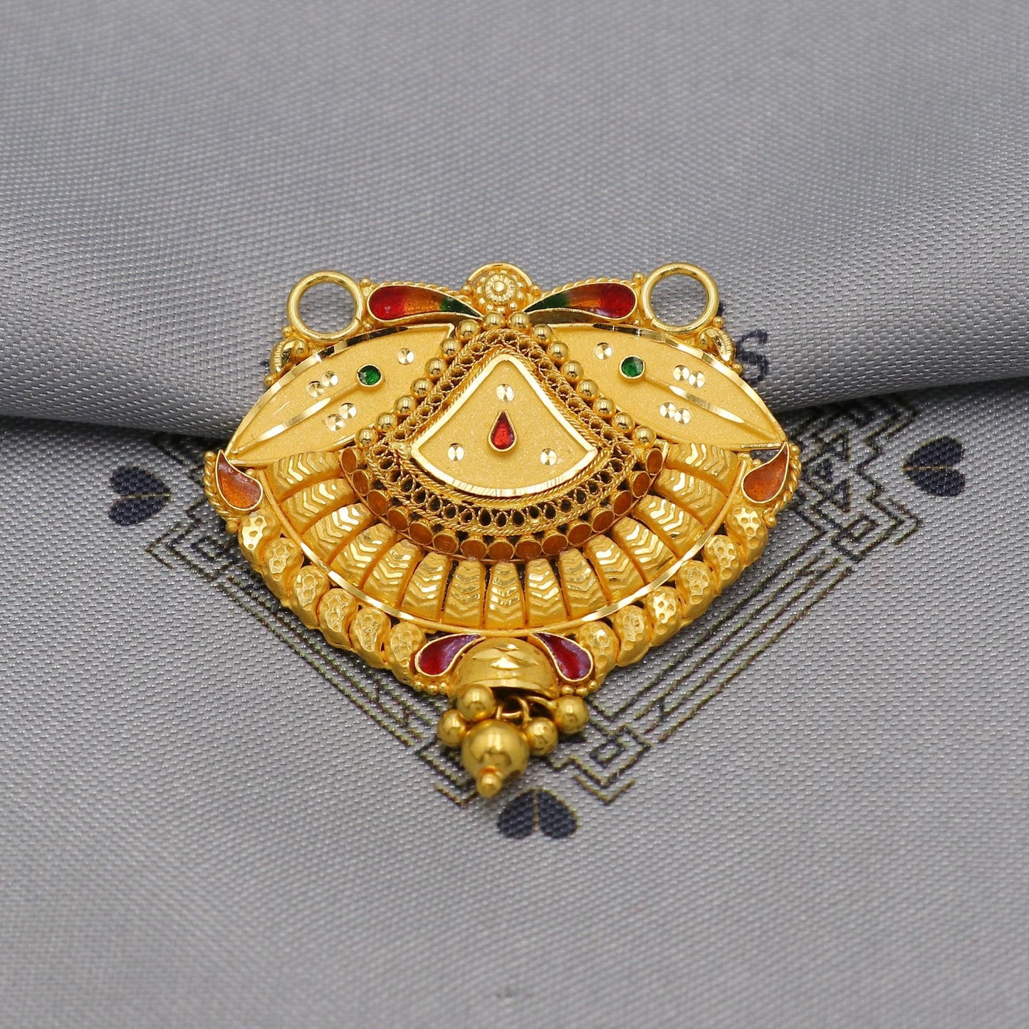 22k Yellow Gold Mangalsutra Pendant Necklace Handmade Indian Handmade Vintage Antique Design Jewelry, K6139