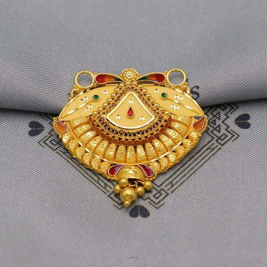 22k Yellow Gold Mangalsutra Pendant Necklace Handmade Indian Handmade Vintage Antique Design Jewelry, K6139