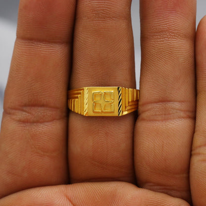 Star Solid Gold 22k Indian Ring Handmade Jewelry, Wedding Carved Engraved men women Ring Traditional Design, Authentic Indian Jewelry, K6148