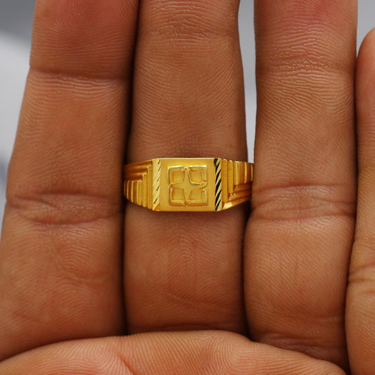 Star Solid Gold 22k Indian Ring Handmade Jewelry, Wedding Carved Engraved men women Ring Traditional Design, Authentic Indian Jewelry, K6148