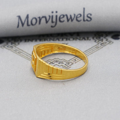 Star Solid Gold 22k Indian Ring Handmade Jewelry, Wedding Carved Engraved men women Ring Traditional Design, Authentic Indian Jewelry, K6148