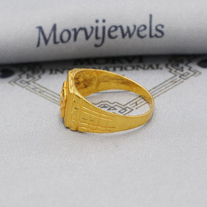 Solid Gold 22k Indian Ring Handmade Jewelry, Wedding Carved Engraved men Ring Traditional Design, Authentic Indian Jewelry, K6151