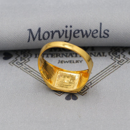 Solid Gold 22k Indian Ring Handmade Jewelry, Wedding Carved Engraved men Ring Traditional Design, Authentic Indian Jewelry, K6151