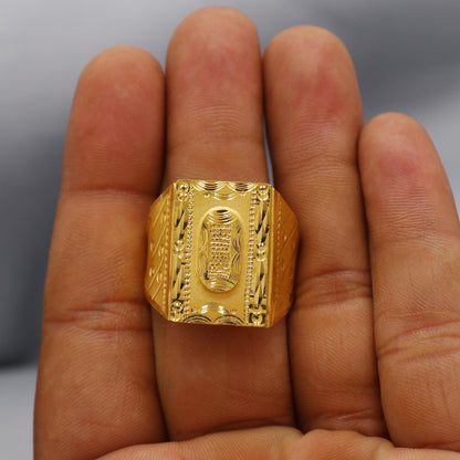 Engraved Design 22k Gold Handmade Ring Indian Jewelry, K6000