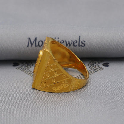 Engraved Design 22k Gold Handmade Ring Indian Jewelry, K6000