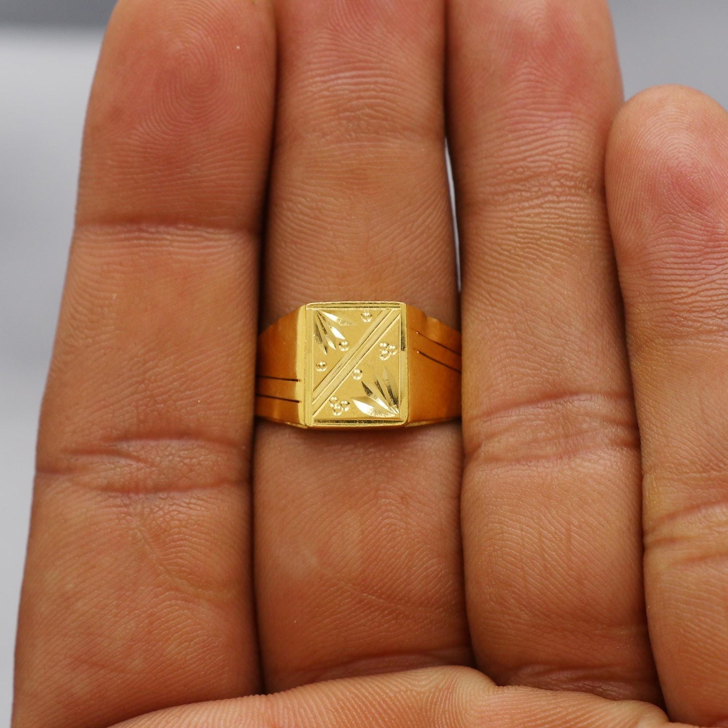 Floral Solid 22k Yellow Gold Ring Jewelry for Gift, 22k Gold Handmade Ring, Indian Gold Ring, K6169