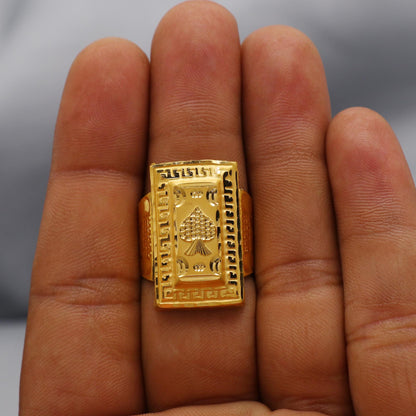 Clubs Greek Key 22k Gold Ring Indian Jewelry, K6004