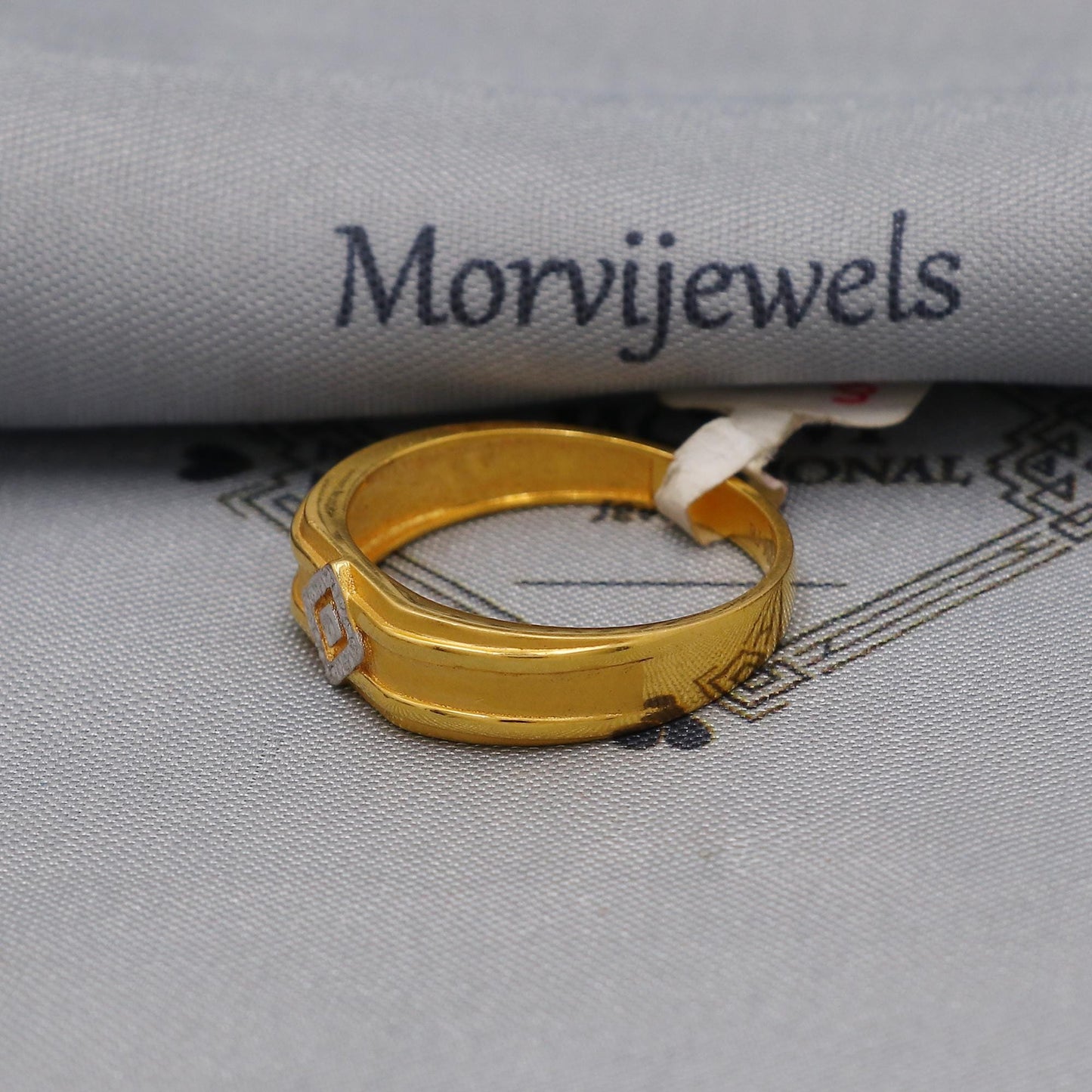 Artisan White Square 22k Gold Ring Indian Jewelry, K6008