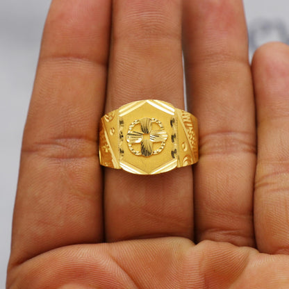 Flower Solid 22k Yellow Gold Ring Size 6 7 8 and All Size, 22k Gold Handmade Ring, Indian Gold Ring, K6173