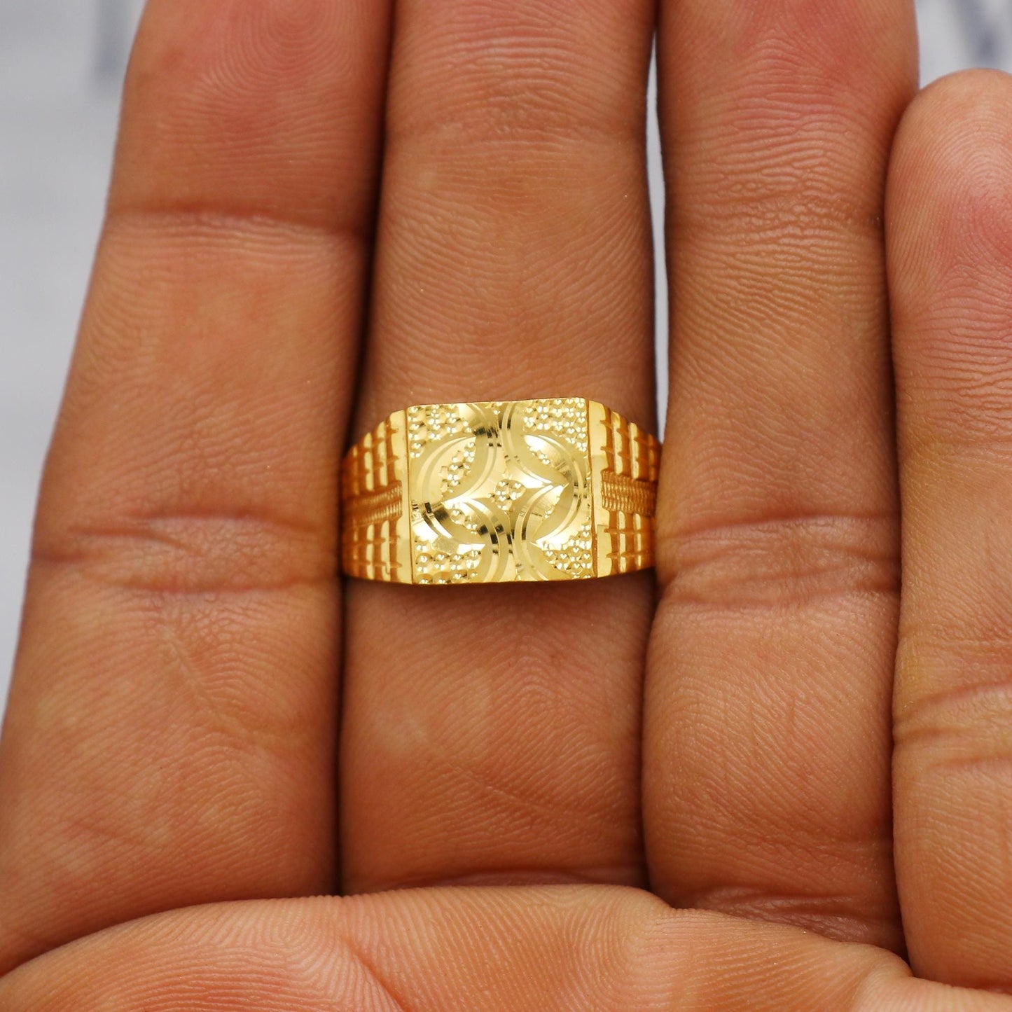 Flower Solid 22k Yellow Gold Ring Size 6 7 8 and All Size, 22k Gold Handmade Ring, Indian Gold Ring, K6174
