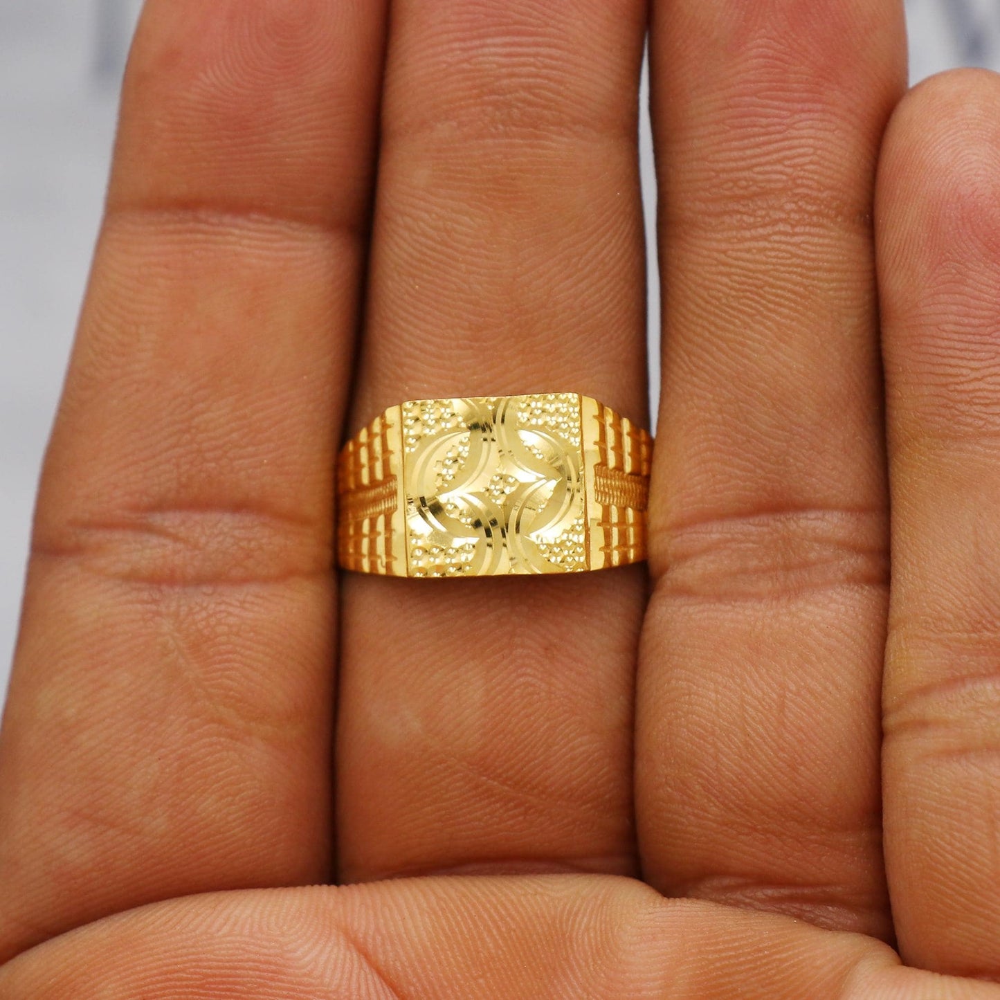 Flower Solid 22k Yellow Gold Ring Size 6 7 8 and All Size, 22k Gold Handmade Ring, Indian Gold Ring, K6174