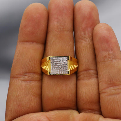 Handmade Chevron Design 22k Gold Ring Indian Jewelry, K6021