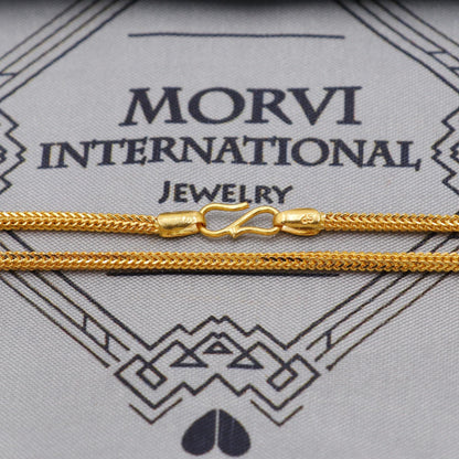 22K Gold Wheat Chain Necklace, Yellow Gold Wheat Chain, Women Chain Necklace Jewelry, Elegant Chain Indian Necklace, Gift For Her, K6028