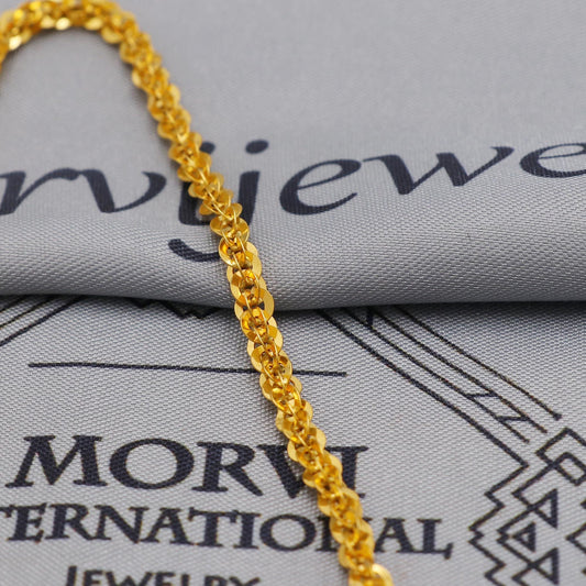 22K Gold Rolo Chain Necklace, Round links Yellow Gold Chain, Unisex Chain Necklace Jewelry, Elegant Chain Indian Mala Necklace Gift, K6031