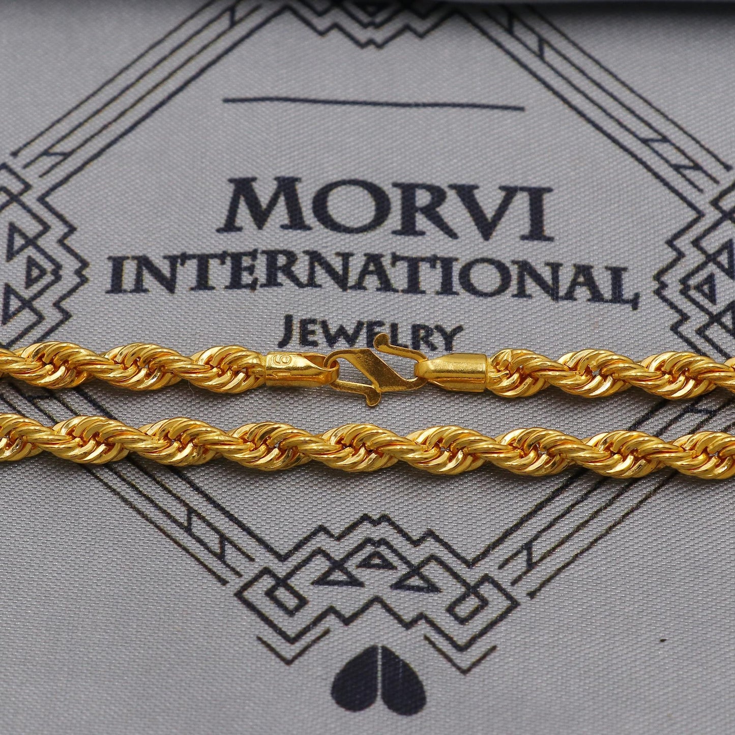 22K Yellow Gold Rope Chain Necklace, Yellow Gold Twisted Rope Chain, 4.5mm rope chain Indian Necklace, unisex chain Necklace Jewelry, K6034