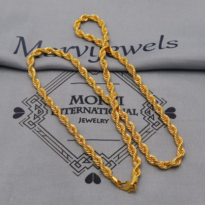 22K Yellow Gold Rope Chain Necklace, Yellow Gold Twisted Rope Chain, 4.5mm rope chain Indian Necklace, unisex chain Necklace Jewelry, K6034