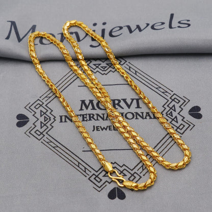 22K gold franco diamond shape chain, yellow gold capped chain, special Indian Necklace, unisex chain Necklace Jewelry, K6039