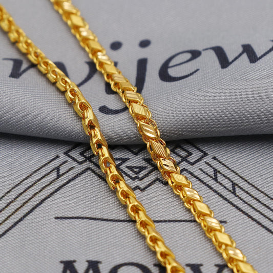 22K gold franco diamond shape chain, yellow gold capped chain, special Indian Necklace, unisex chain Necklace Jewelry, K6039