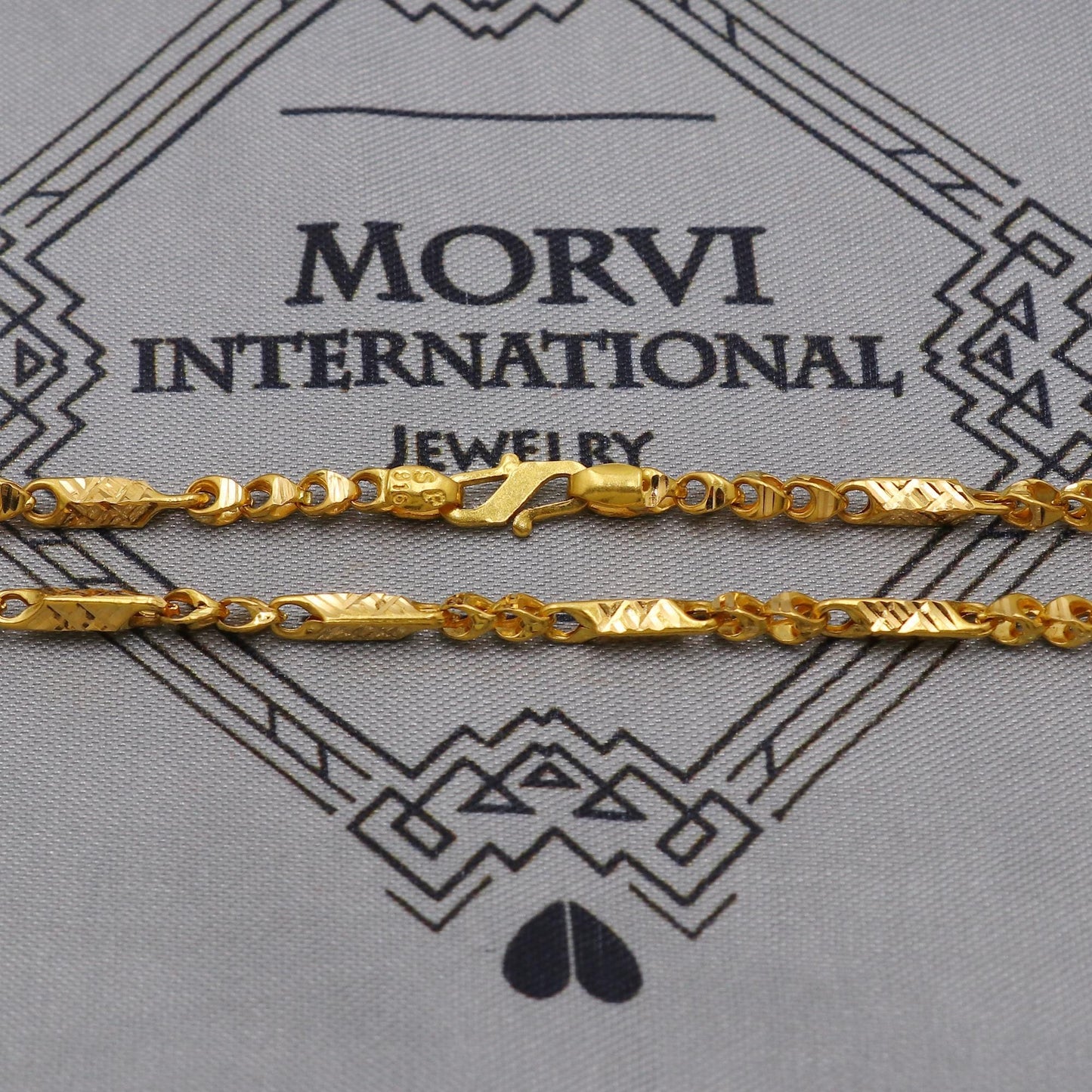 22K Yellow Gold Fancy Franco Chain Necklace, Yellow Gold Franco Chain, 22kt Indian Necklace, unisex chain Necklace Jewelry, K6040