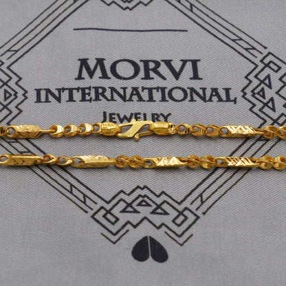 22K Yellow Gold Fancy Franco Chain Necklace, Yellow Gold Franco Chain, 22kt Indian Necklace, unisex chain Necklace Jewelry, K6040