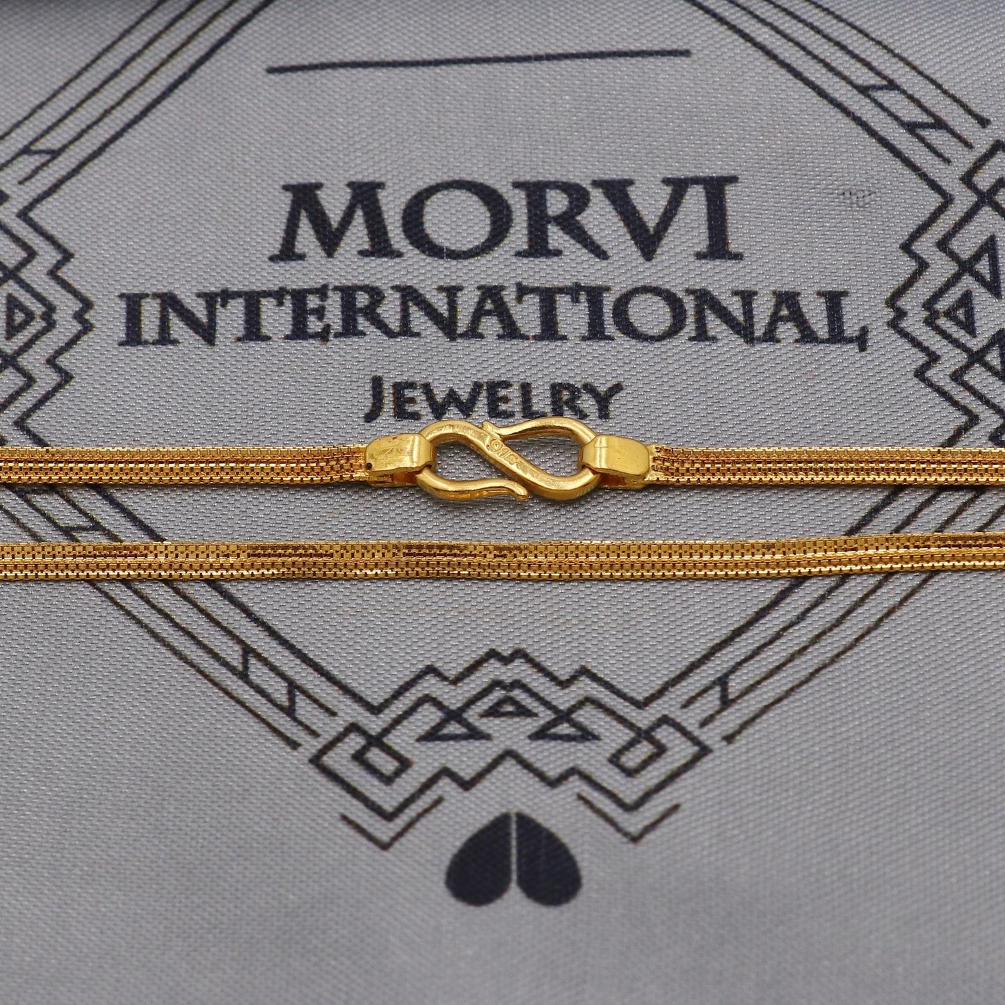 22K Gold Box Flat Chain Necklace, Yellow Gold Box Chain, Women Chain Necklace Jewelry, Elegant Chain Indian Necklace, Gift For Her, K6041