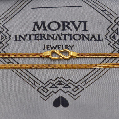 22K Gold Box Flat Chain Necklace, Yellow Gold Box Chain, Women Chain Necklace Jewelry, Elegant Chain Indian Necklace, Gift For Her, K6041