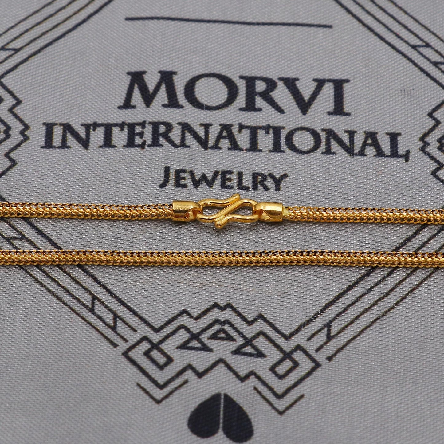22K Gold curb link square chain necklace, Yellow Gold square Chain, Handmade Indian Necklace, real gold chain Necklace, K6044