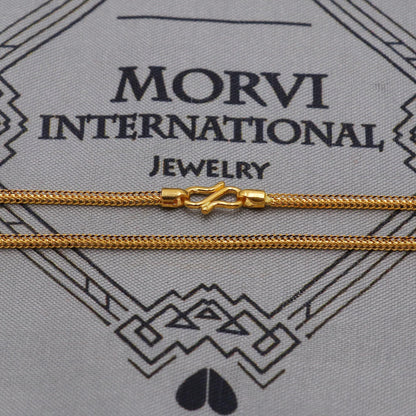 22K Gold curb link square chain necklace, Yellow Gold square Chain, Handmade Indian Necklace, real gold chain Necklace, K6044