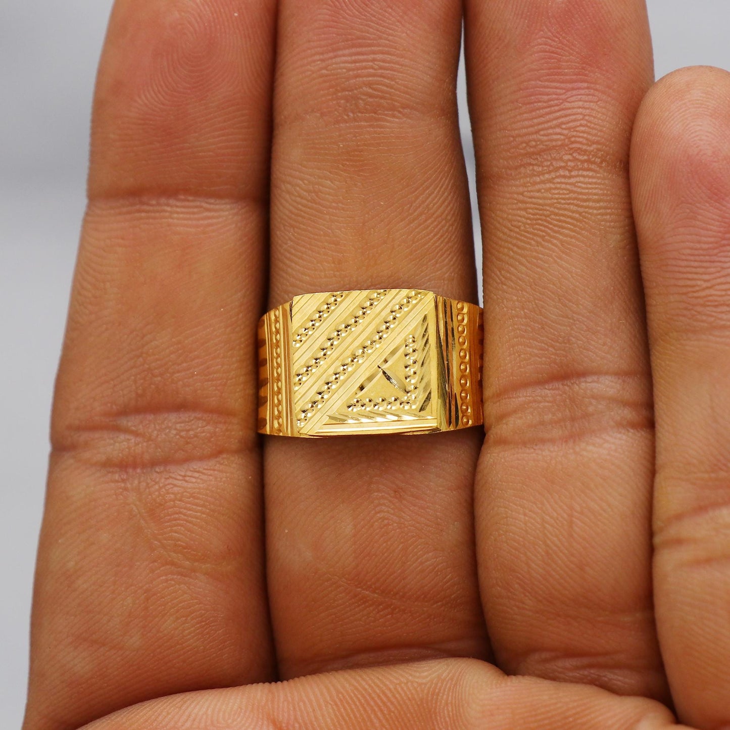 Solid 22k Yellow Gold Ring Size 6 7 8 and All Size, 22k Gold Handmade Ring, Indian Gold Ring, K6176