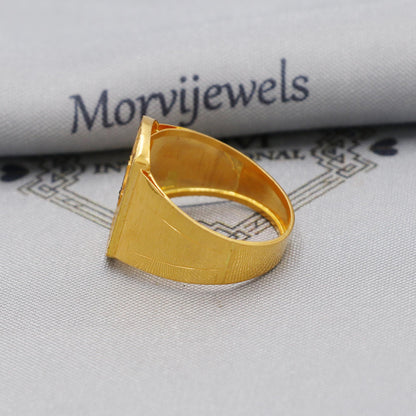 Hand Carved Solid 22k Yellow Gold Ring Size 6 7 8 and All Size, 22k Gold Handmade Ring, Indian Gold Ring, K6178