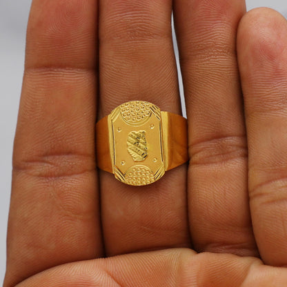 Hand Carved Solid 22k Yellow Gold Ring Size 6 7 8 and All Size, 22k Gold Handmade Ring, Indian Gold Ring, K6178