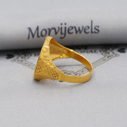 Hand Carved Solid 22k Yellow Gold Ring Size 6 7 8 and All Size, 22k Gold Handmade Ring, Indian Gold Ring, K6179
