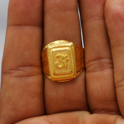 om aum Carved Solid 22k Yellow Gold Ring Size 6 7 8 and All Size, 22k Gold Handmade Ring, Indian Gold Ring, K6183