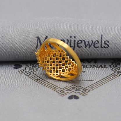 22k yellow solid gold ring zircon jewelry, 22kt handmade women gold ring, All Size, K6187