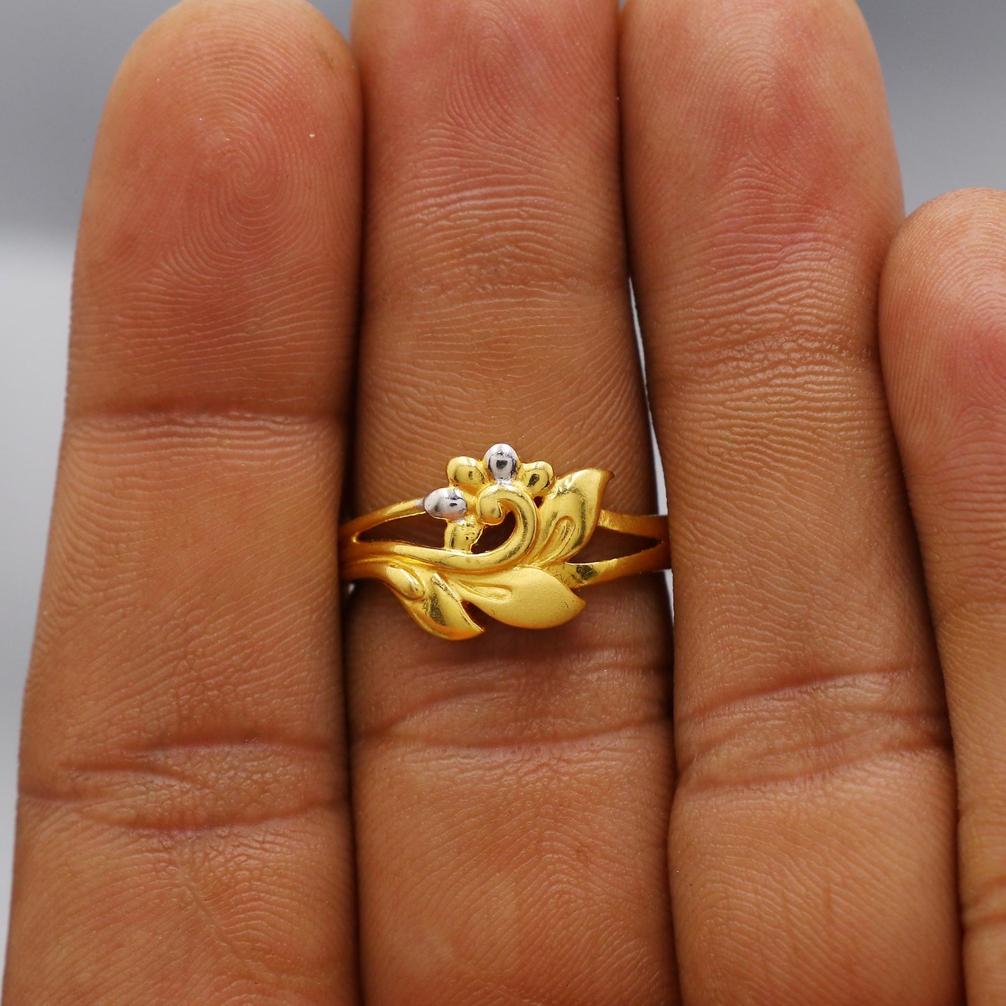 Peacock Bird solid 22k Yellow Gold Handmade Ring Jewelry, K6191