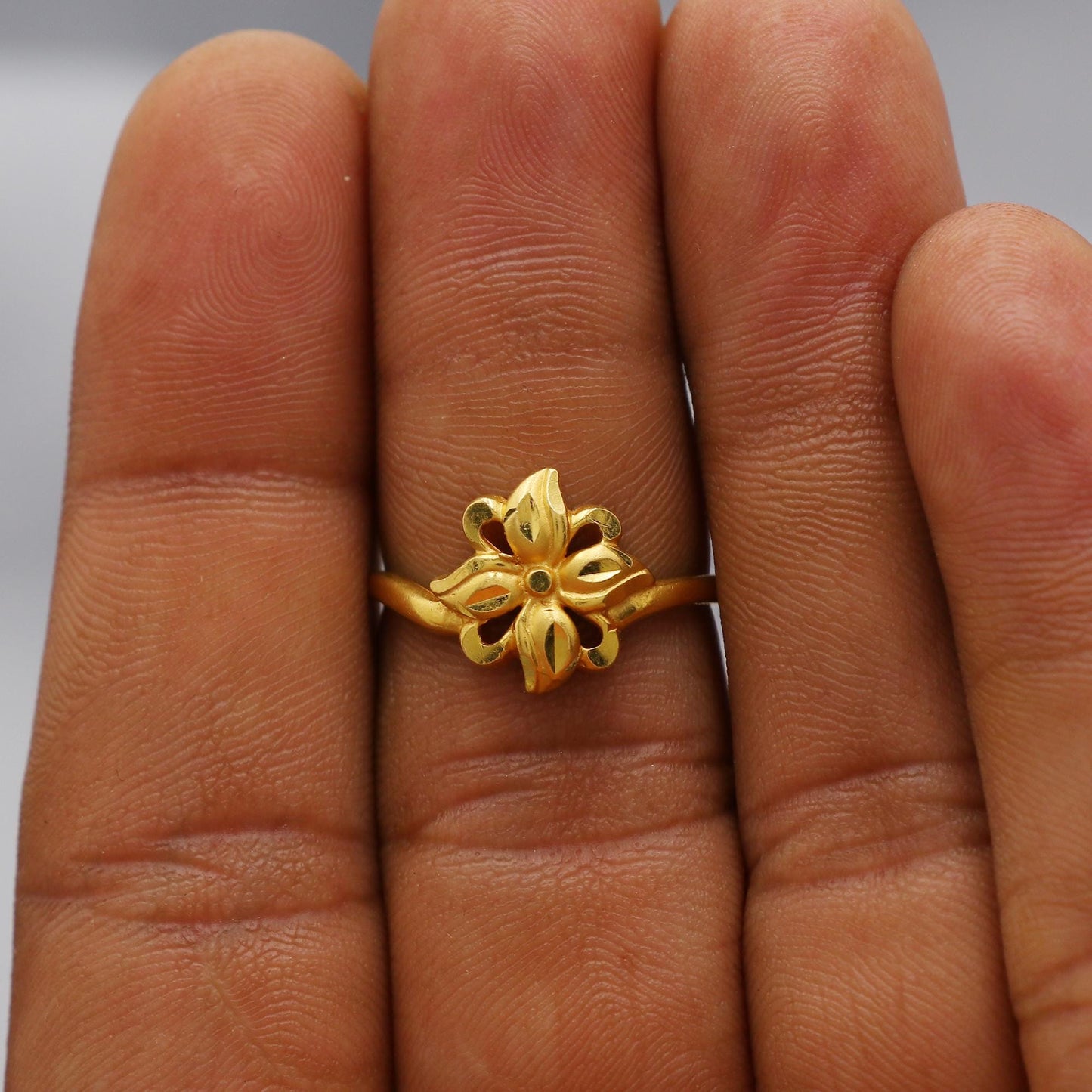 Flower 22k Solid Yellow Gold Handmade Ring Jewelry, K6195