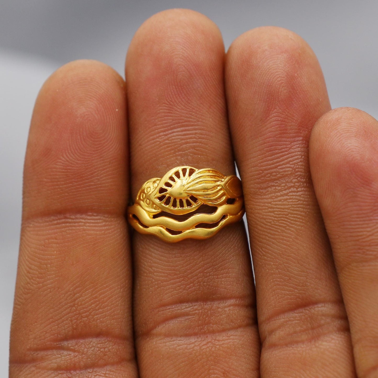 22kt 22k Solid Yellow Gold Handmade Ring Jewelry, K6198