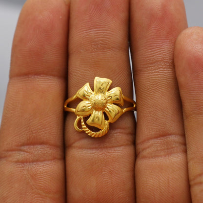 22kt 22k Solid Yellow Gold Handmade Flower Ring Jewelry, K6199