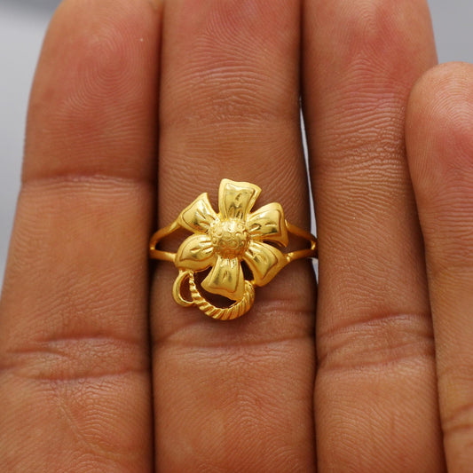 22kt 22k Solid Yellow Gold Handmade Flower Ring Jewelry, K6199