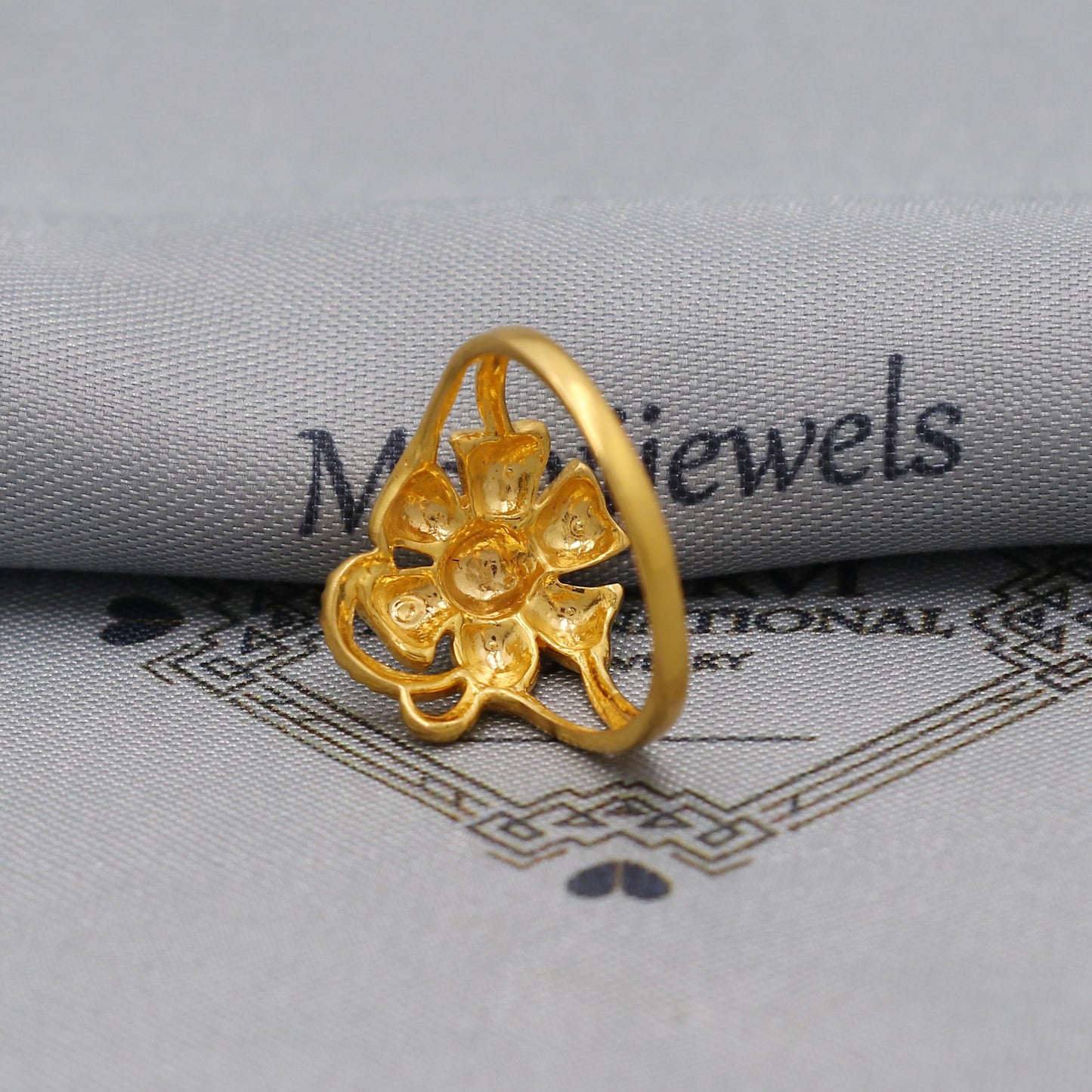 22kt 22k Solid Yellow Gold Handmade Flower Ring Jewelry, K6199