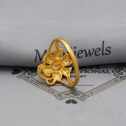 22kt 22k Solid Yellow Gold Handmade Flower Ring Jewelry, K6199