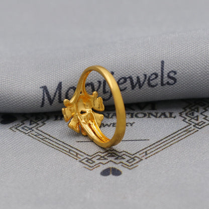 22kt 22k Solid Yellow Gold Handmade Flower Ring Jewelry, K6207