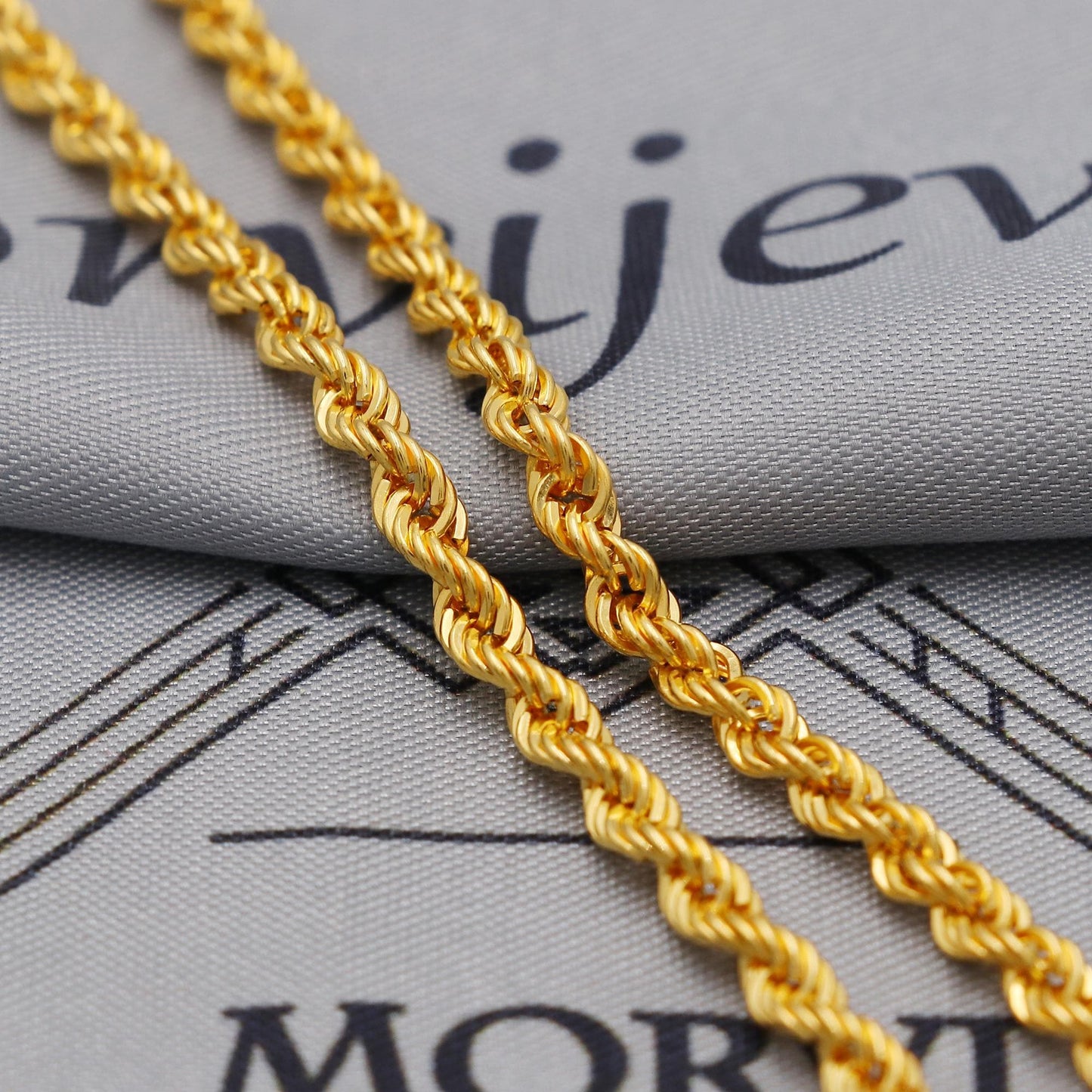 22K Gold Rope Chain Necklace Jewelry, Solid Yellow Gold Chain, Handmade Indian Necklace, real gold chain Necklace, K6045
