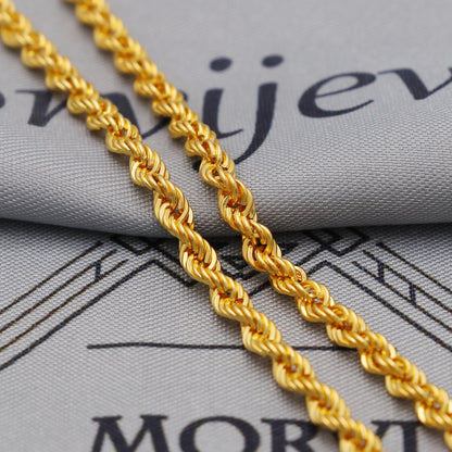 22K Gold Rope Chain Necklace Jewelry, Solid Yellow Gold Chain, Handmade Indian Necklace, real gold chain Necklace, K6045