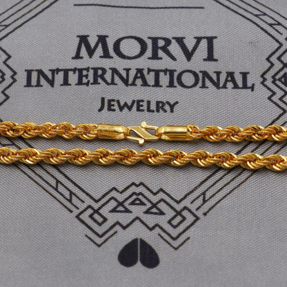22K Gold Rope Chain Necklace Jewelry, Solid Yellow Gold Chain, Handmade Indian Necklace, real gold chain Necklace, K6045