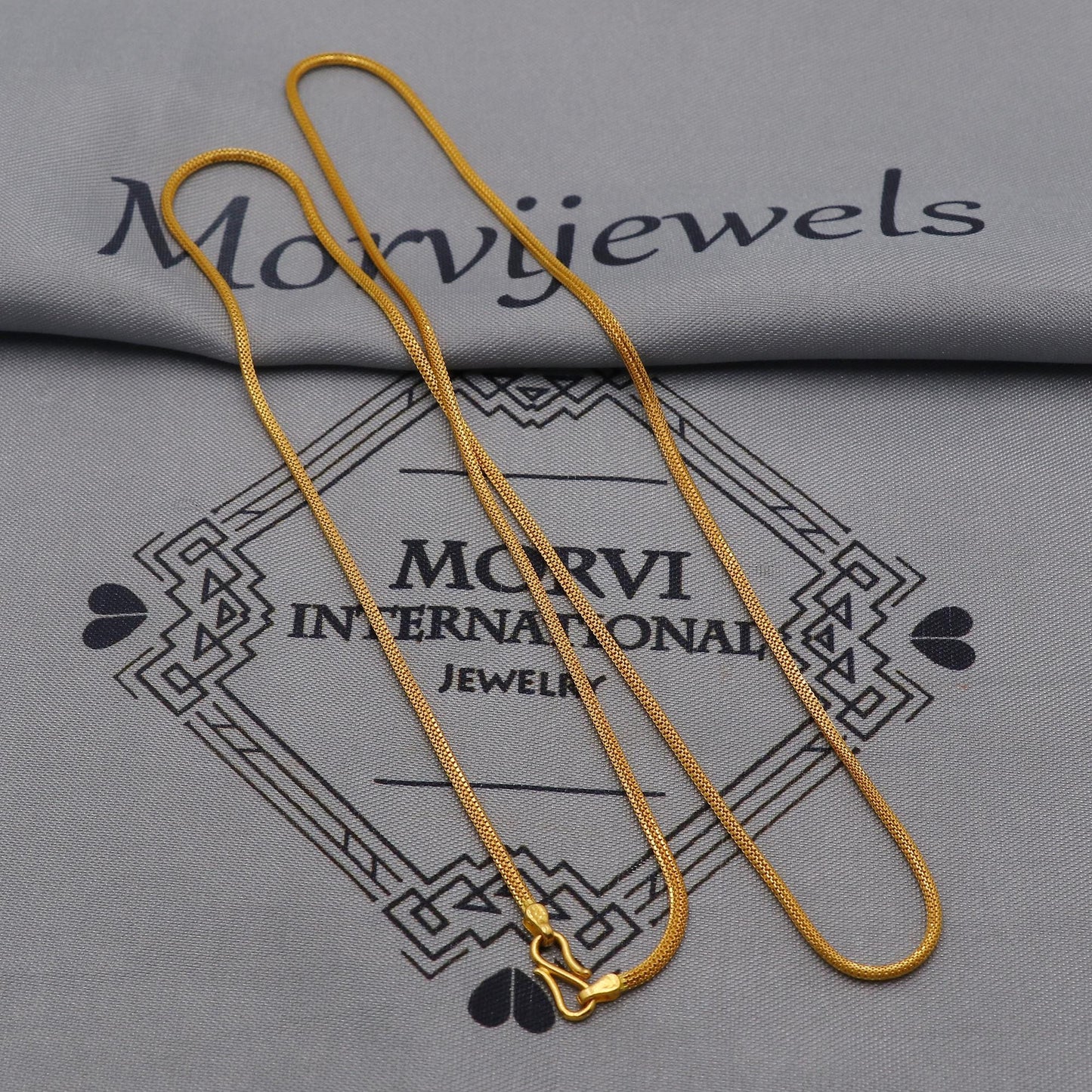 22K Gold Box Chain Necklace, Yellow Gold Box Chain, Women Men Chain Necklace Jewelry, Elegant Chain Indian Necklace, Gift For Her, K6046
