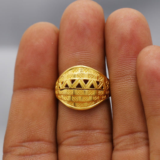 22kt 22k Solid Yellow Gold Handmade Vintage Design Ring Jewelry, K6209