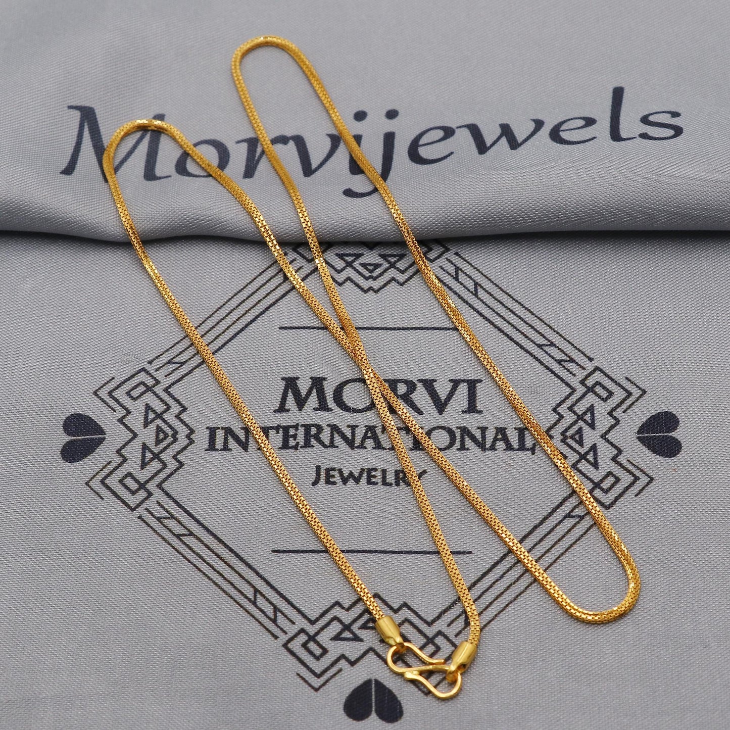 22K Gold Box Chain Necklace, Yellow Gold Box Chain, Women Men Chain Necklace Jewelry, Elegant Chain Indian Necklace, Gift For Her, K6047